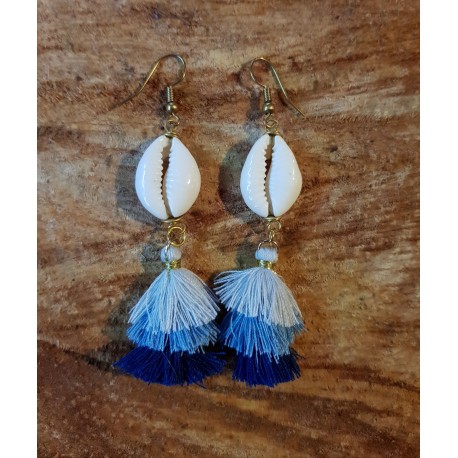 Cowrie Shell and Tassel Earings