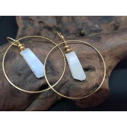 Brass and Moonstone mat polished Earings