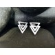 Silver Stud Earings - Triangles scratch polish finish
