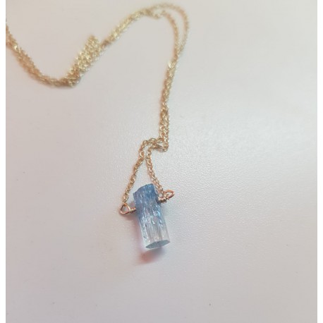 Tiny Aquamarine crystal set on a Silver chain
