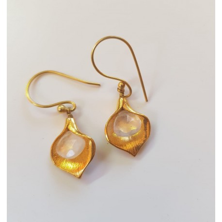 Gold Plated brass with faceted moonstone