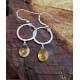 Citrine droplets on silver hoops. 28mm
