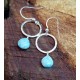 Amazonite set on hammered silver hoops 26mm in length