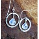 Silver hoop earings with Moonstone droplets