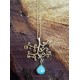 Gold plated Brass Tree Necklace with Amazonite droplet