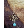 Gold plated Brass Tree Necklace with Amazonite droplet