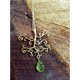 Gold Plated Tree Necklace with Peridot faceted droplet