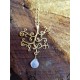 Gold plated Brass Tree Necklace with Moonstone Droplet